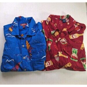 Lot Of Two Sz M Hawaiian Style Shirts Sailing Print/Hot Sauce Print Short Sleeve